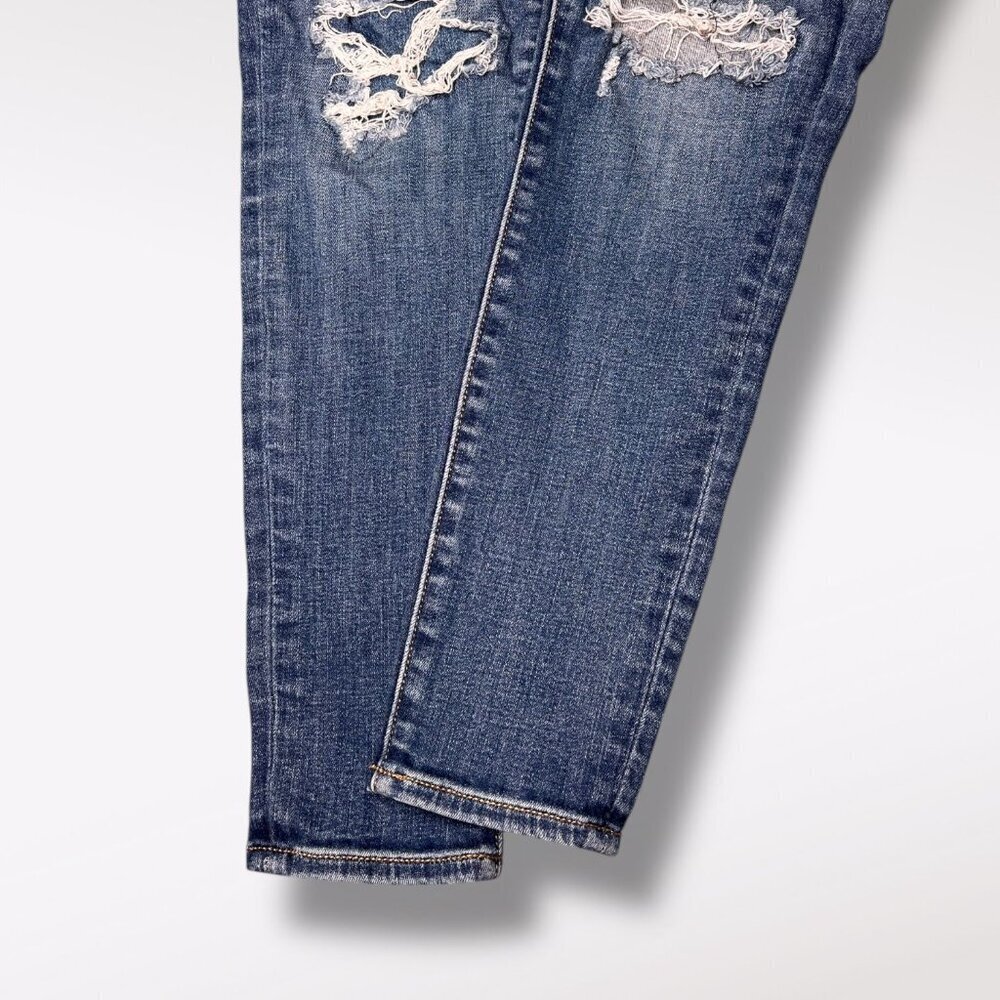 American Eagle Jeggings Distressed Dark Wash Low Rise Skinny Jeans Size 4 Short - Picture 7 of 10